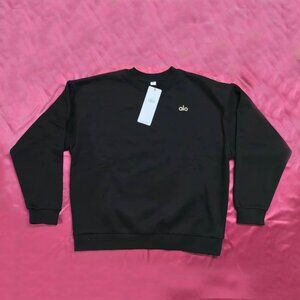 Alo Yoga Accolade Black Crew Neck Pullover Size M NWT